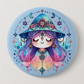 青い背景のかわいいボヘミアンの女王 | 缶バッジ (正面)