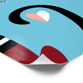 青い背景のかわいい猫パターン ポスター (コーナー)