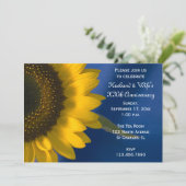 青い背景のひまわり 結婚記念日パーティー 招待状 (スタンド正面)
