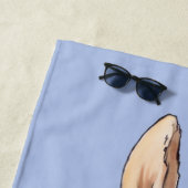 青い背景のウサギのピーター ビーチタオル (インサイチュ)