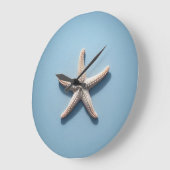 青い背景のエキゾチックなヒトデ ラージ壁時計 (傾斜)