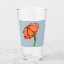 青い背景のオレンジの花