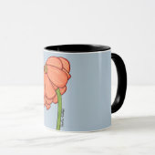 青い背景のオレンジの花 マグカップ (正面右)