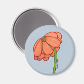 青い背景のオレンジの花 マグネット (正面/裏面)
