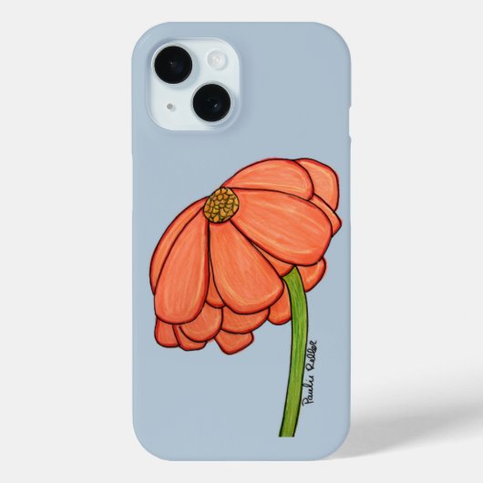 青い背景のオレンジの花 Case-Mate iPhoneケース (裏面)