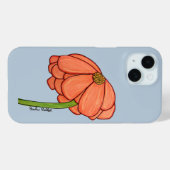 青い背景のオレンジの花 Case-Mate iPhoneケース (裏面 (横))