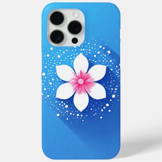 青い背景のカラフルな花のコンポジション Case-Mate iPhoneケース (裏面)