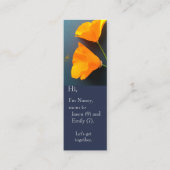 青い背景のカリフォルニアのケシ スキニー名刺 (正面)