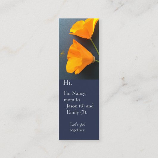 青い背景のカリフォルニアのケシ スキニー名刺