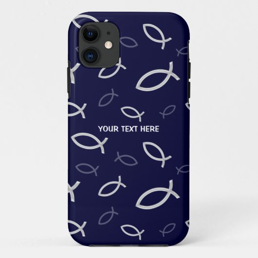 青い背景のキリスト教の魚の記号 Case-Mate iPhoneケース (裏面)