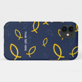 青い背景のキリスト教魚の記号 Case-Mate iPhoneケース (裏面(横))