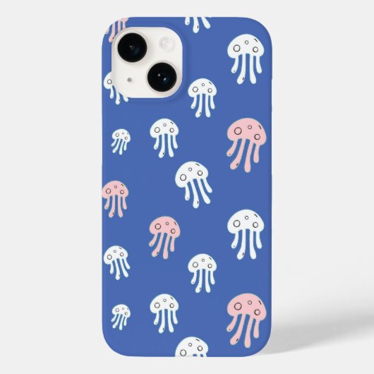 青い背景のクラゲ Case-Mate iPhoneケース (裏面)