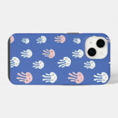 青い背景のクラゲ iPhoneケース (裏面横)