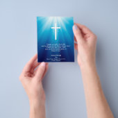 青い背景のクリスチャン・クロス チラシ (手)