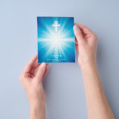 青い背景のクリスチャン・クロス チラシ (手)