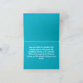 青い背景のクリスマスのモダンなグリーティングカードのデザイン 招待状 (内部)