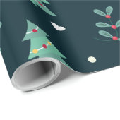 青い背景のクリスマスツリー ラッピングペーパー (ロールコーナー)