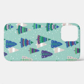 青い背景のクリスマスツリー Case-Mate iPhoneケース (裏面 (横))