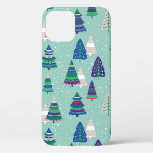 青い背景のクリスマスツリー iPhone 12ケース