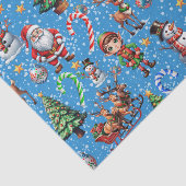 青い背景のクリスマス装飾パターン 薄葉紙 (詳細)