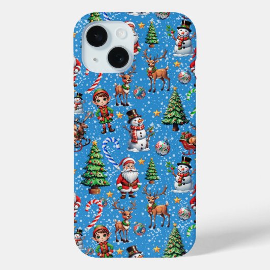 青い背景のクリスマス装飾パターン Case-Mate iPhoneケース (裏面)