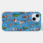 青い背景のクリスマス装飾パターン Case-Mate iPhoneケース (裏面 (横))