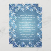 青い背景のクリスマス・パーティの雪片 招待状 (正面/裏面)