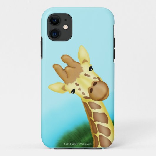 青い背景のクールで黄色いキリン Case-Mate iPhoneケース (裏面)