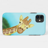 青い背景のクールで黄色いキリン Case-Mate iPhoneケース (裏面(横))