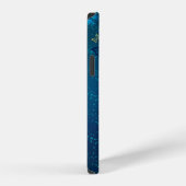 青い背景のゴールデンバタフライ iPhoneケース (右側面)