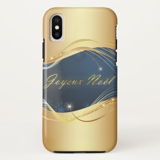 青い背景のゴールドのクリスマス モチーフ... Case-Mate iPhoneケース (裏面)
