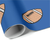 青い背景のサッカーパターン ラッピングペーパー (ロールコーナー)