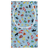 青い背景のスウェーデン文化項目 スモールペーパーバッグ (裏面)