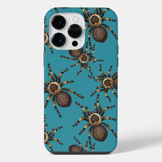 青い背景のタランチュラ iPhoneケース (裏面)