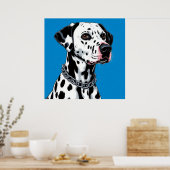 青い背景のダルメシアン犬の肖像画 ポスター (キッチン)