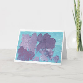 青い背景のノートカードに紫の花 カード