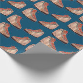 青い背景のハイキングブーツ ラッピングペーパー (角)