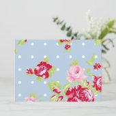 青い背景のバラの結婚式招待状 招待状 (スタンド正面)