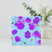 青い背景のパッ淡い色のバーポピー薄紫 カード (スタンド正面)
