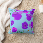 青い背景のパッ淡い色のバーポピー薄紫 クッション (ブランケット)