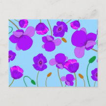 青い背景のパッ淡い色のバーポピー薄紫