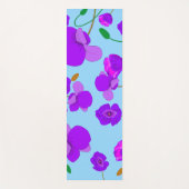 青い背景のパッ淡い色のバーポピー薄紫 ヨガマット (正面)
