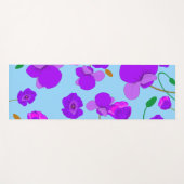 青い背景のパッ淡い色のバーポピー薄紫 ヨガマット (正面(横))