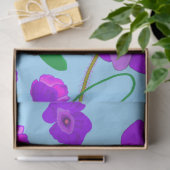 青い背景のパッ淡い色のバーポピー薄紫 薄葉紙 (ギフト)