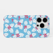 青い背景のヒイラギの実 iPhoneケース (裏面横)