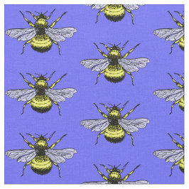 青い背景のビー金ゴールド。可愛い柄 ファブリック