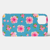 青い背景のピンクのバラ Case-Mate iPhoneケース (裏面 (横))