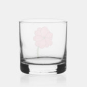 青い背景のピンクの花 ウイスキーグラス (裏面)