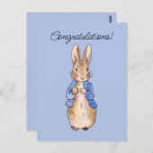 青い背景のピーター・ザ・ラビット おめでとう ポストカード (正面/裏面)