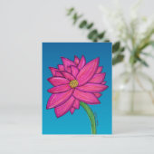 青い背景のフクシアピンクの花 ポストカード (スタンド正面)